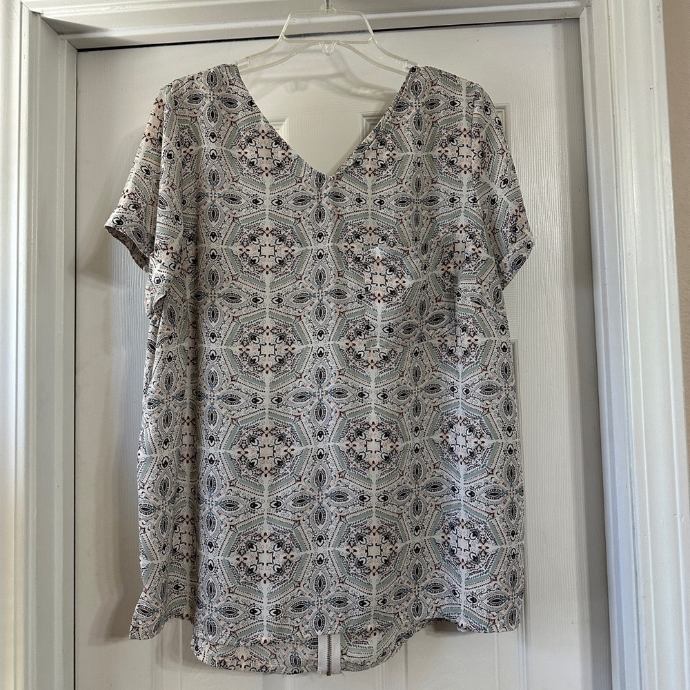 Maurices Geometric Print V-Neck Blouse